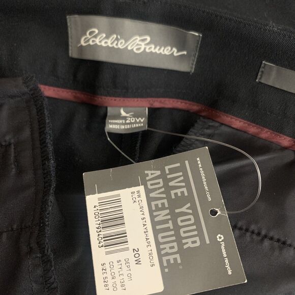Eddie Bauer Pants Womens 20W Black StayShape Twill Curvy Fit Dress Work NWT - Picture 7 of 9